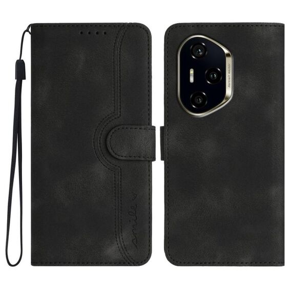 Per Honor 300 Pro / Honor 300 Ultra Custodia in pelle con motivo a cuore (nero)
