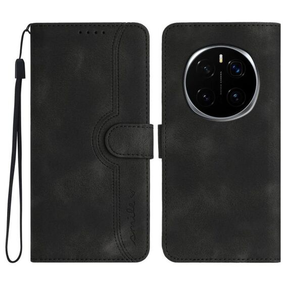 Custodia in pelle con motivo a cuore per Honor Magic7 (nero)