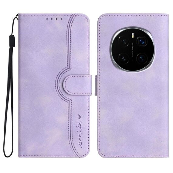 Custodia in pelle con motivo a cuore per Honor Magic7 (viola)