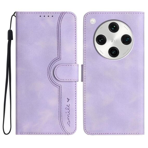 Per OPPO Find X8 Pro Custodia in pelle con motivo a cuore (viola)