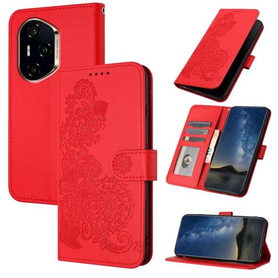 Per Honor 300 Pro / Honor 300 Ultra Datura Flower Custodia in pelle con stampa flip (rosso)