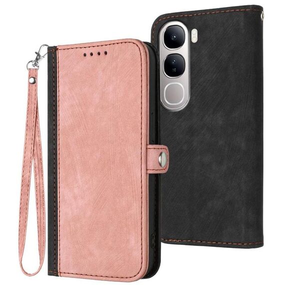 Per vivo Y300 / vivo V40 Lite 4G / 5G IDN Custodia in pelle con cinturino a doppia piega e fibbia laterale (rosa)