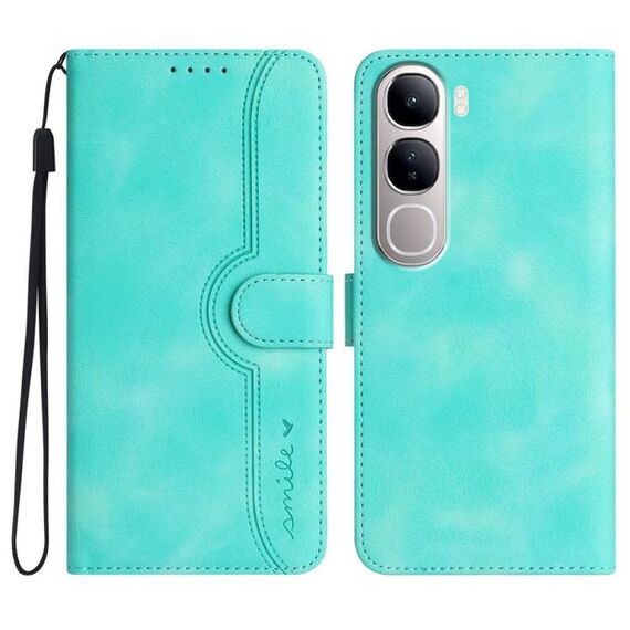 Per vivo Y300 / vivo V40 Lite 4G / 5G IDN Custodia in pelle con motivo a cuore (azzurro chiaro)
