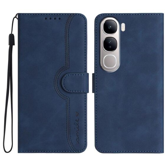 Per vivo Y300 / vivo V40 Lite 4G / 5G IDN Custodia in pelle con motivo a cuore (blu reale)