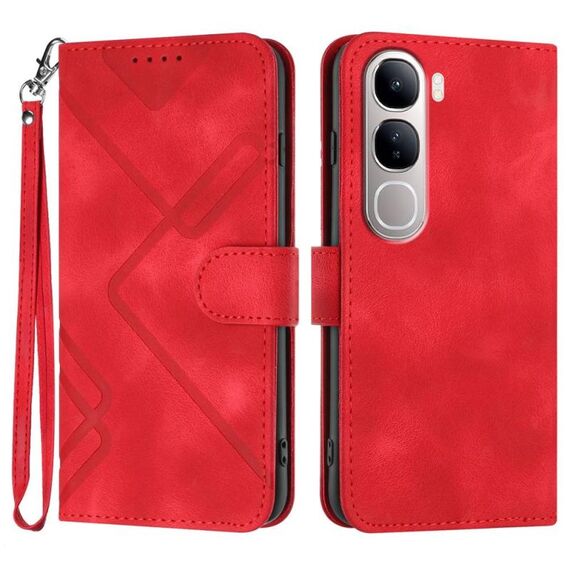 Per vivo Y300 / vivo V40 Lite 4G / 5G IDN Line Pattern Custodia in pelle con motivo a pelle (rosso)