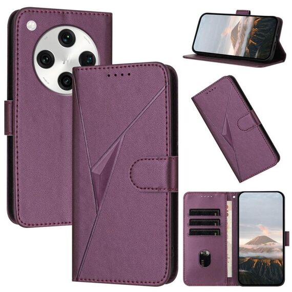 Per OPPO Find X8 Pro Custodia in pelle con fibbia a motivo triangolare (viola scuro)