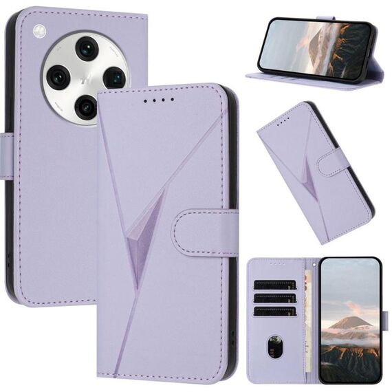 Per OPPO Find X8 Pro Custodia in pelle con fibbia a motivo triangolare (viola chiaro)