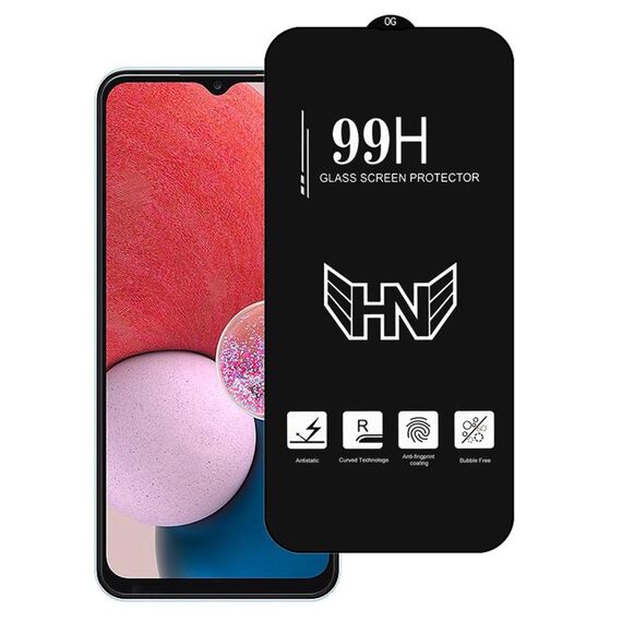 Per Samsung Galaxy A13 Pellicola in vetro temperato a schermo intero con grande arco in alluminio