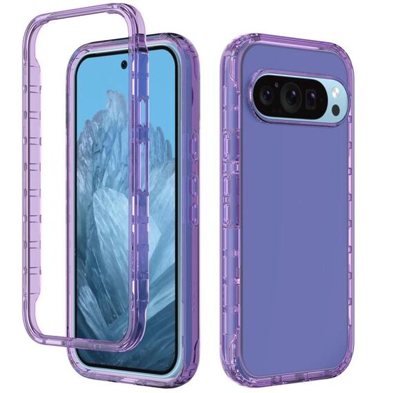 Per Google Pixel 9 / 9 Pro Custodia antiurto trasparente sfumata in PC + TPU per telefono (viola)