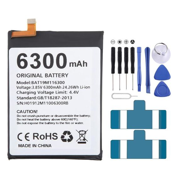 Per DOOGEE S68 Pro BAT19M116300 6300mAh Batteria sostitutiva