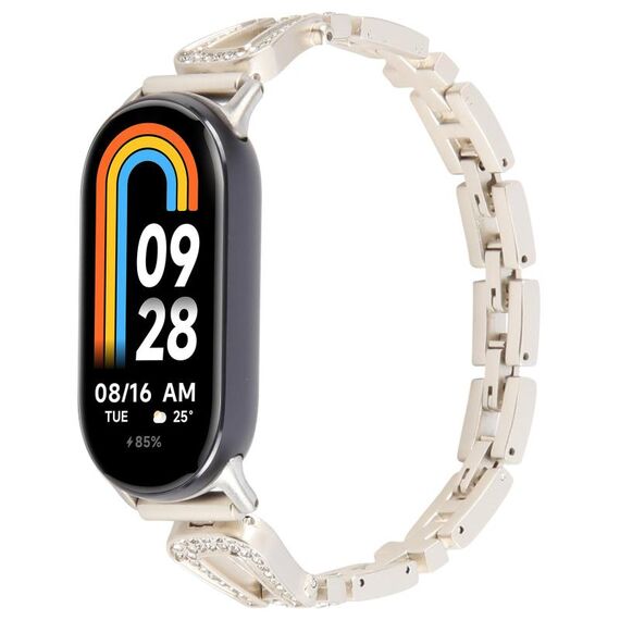 Per Xiaomi Smart Band 9/8 Braccialetto in metallo con diamanti a forma di U (Starlight)