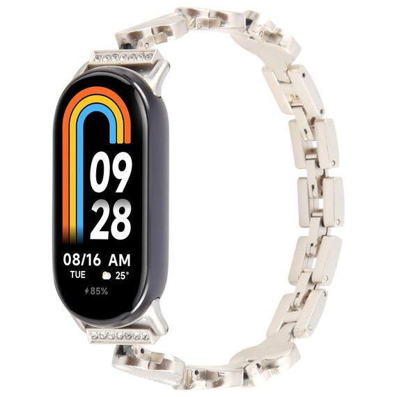 Per Xiaomi Smart Band 9/8 Braccialetto con diamanti a quattro petali in metallo (Starlight)