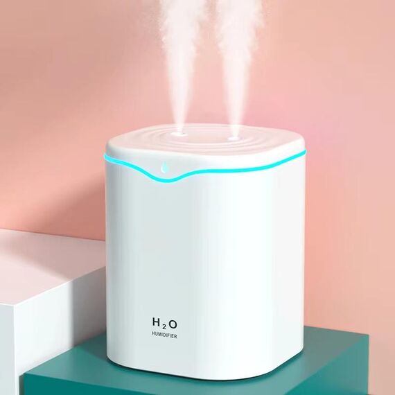 SD03 2L Umidificatore da tavolo a doppia porta con grande capacità e aromaterapia con luce notturna (bianco)