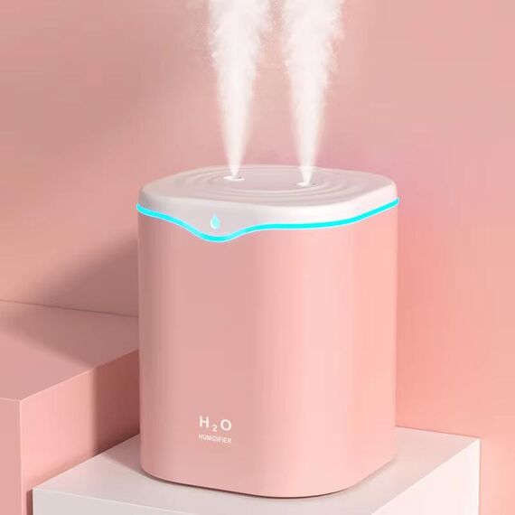 SD03 2L Umidificatore da tavolo a doppia porta con grande capacità e aromaterapia con luce notturna (rosa)