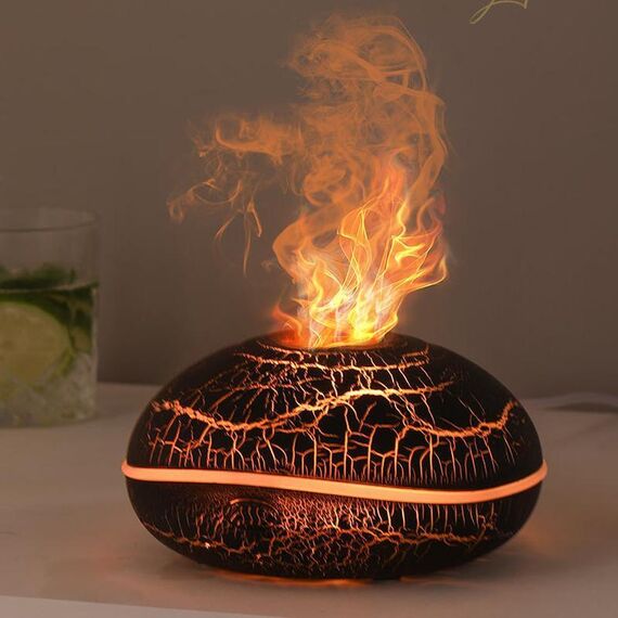 SD13 200ml Diffusore di aromaterapia a fiamma scoppiettante con 7 colori Luce notturna Umidificatore (crepitio)