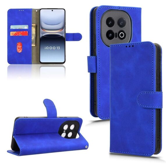 Per vivo iQOO 13 Custodia in pelle magnetica con chiusura magnetica Skin Feel (blu)