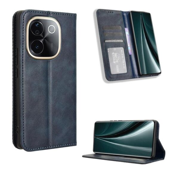 Per vivo T3 Pro 5G / iQOO Z9S Pro 5G Custodia per telefono in pelle con fibbia magnetica e texture retrò (blu)