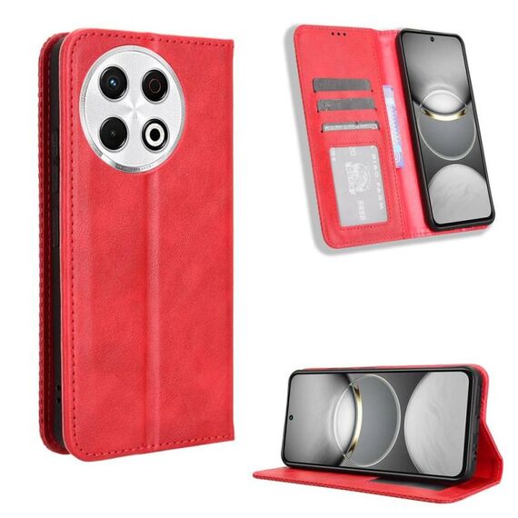 Per Tecno Spark 30 Pro 4G Custodia per telefono in pelle con fibbia magnetica e texture retrò (rosso)