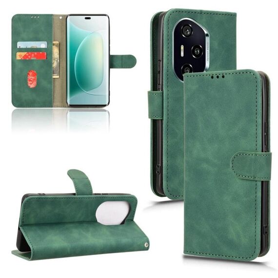 Custodia per telefono in pelle magnetica con chiusura magnetica per Honor 300 Pro (verde)