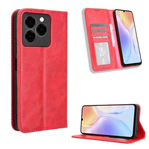 Per Ulefone Note 20 Pro Custodia per telefono in pelle con fibbia magnetica e texture retrò (rosso)