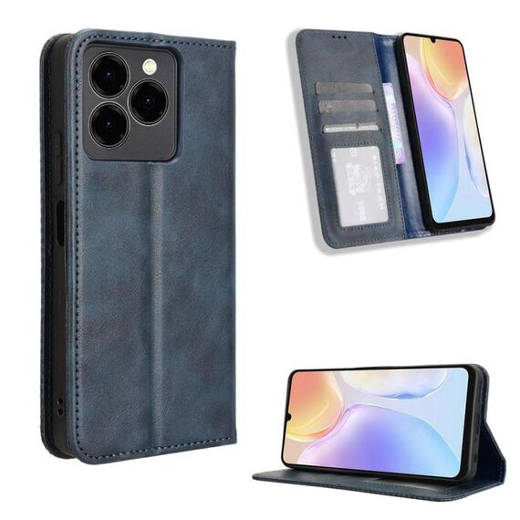 Per Ulefone Note 20 Pro Custodia per telefono in pelle con fibbia magnetica e texture retrò (blu)