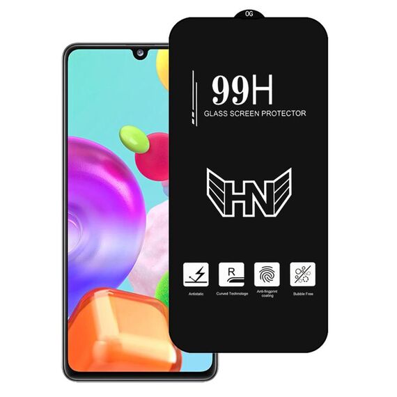 Per Samsung Galaxy A41 Pellicola in vetro temperato a schermo intero con grande arco in alluminio