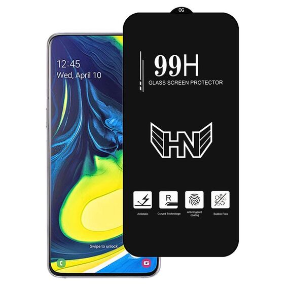 Per Samsung Galaxy A80 Pellicola in vetro temperato a schermo intero con grande arco in alluminio