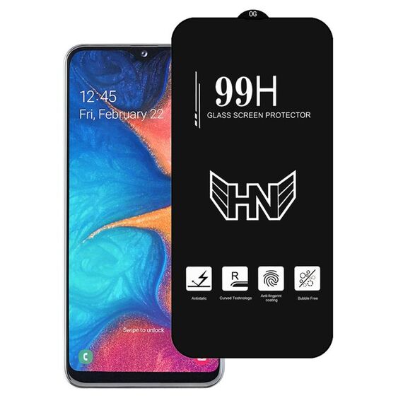 Per Samsung Galaxy A20e Pellicola in vetro temperato a schermo intero con grande arco in alluminio