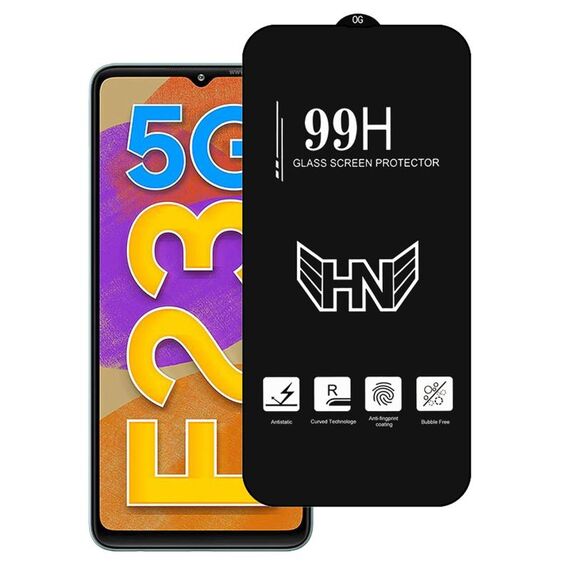 Per Samsung Galaxy F23 Pellicola in vetro temperato a schermo intero con grande arco in alluminio