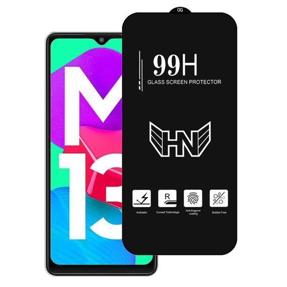 Per Samsung Galaxy M13 India Pellicola in vetro temperato a schermo intero con grande arco in alluminio