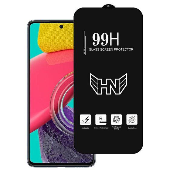 Per Samsung Galaxy M53 Pellicola in vetro temperato a schermo intero con grande arco in alluminio