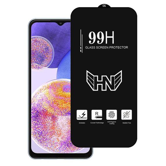 Per Samsung Galaxy M23 Pellicola in vetro temperato a schermo intero con ampio arco in alluminio