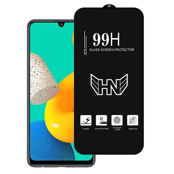 Per Samsung Galaxy M32 Pellicola in vetro temperato a schermo intero con ampio arco in alluminio