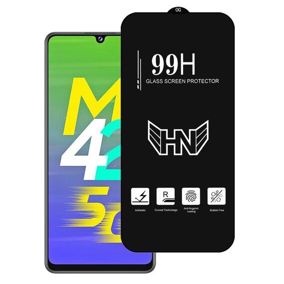 Per Samsung Galaxy M42 5G Pellicola in vetro temperato a schermo intero con grande arco in alluminio