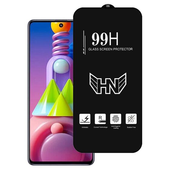 Per Samsung Galaxy M51 Pellicola in vetro temperato a schermo intero con ampio arco in alluminio