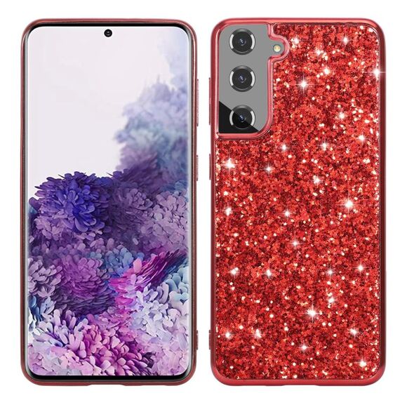 Per Samsung Galaxy S25 5G Custodia per telefono in TPU antiurto con polvere glitterata (rosso)