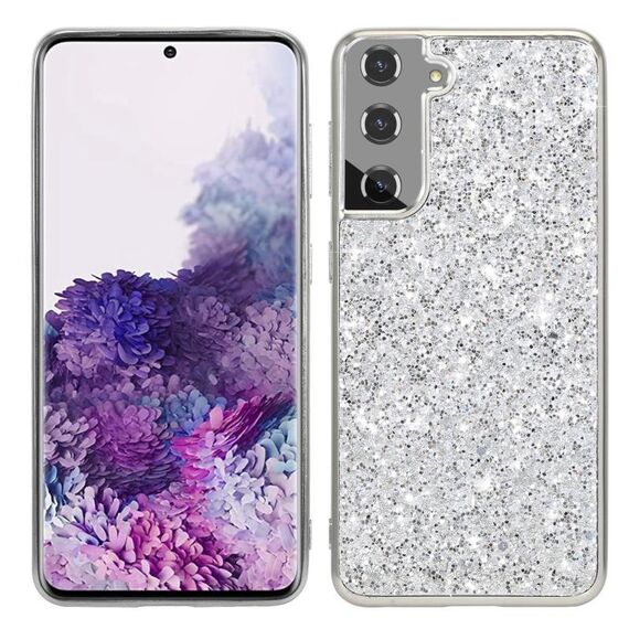 Per Samsung Galaxy S25+ 5G Custodia per telefono in TPU antiurto con polvere glitterata (argento)