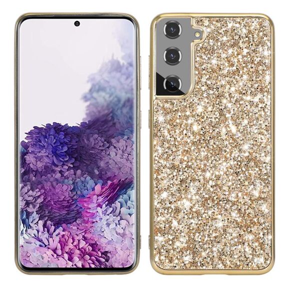 Per Samsung Galaxy S25+ 5G Custodia per telefono in TPU antiurto con polvere glitterata (oro)