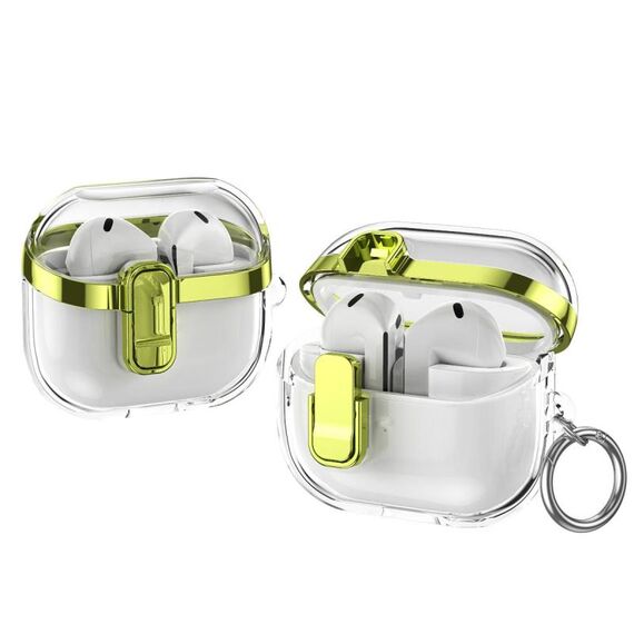 Per Samsung Galaxy Buds3 / 3 Pro Custodia protettiva per auricolari trasparente galvanica con blocco di sicurezza (verde)
