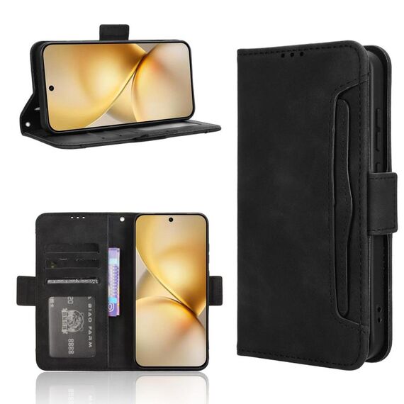 Per vivo X200 Pro mini 5G Custodia in pelle con slot per schede e texture in vitello (nero)