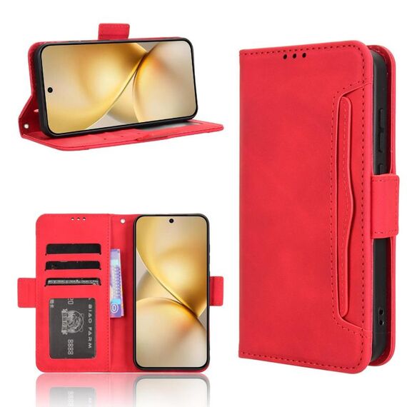Per vivo X200 Pro mini 5G Custodia in pelle con slot per schede e texture in vitello (rosso)