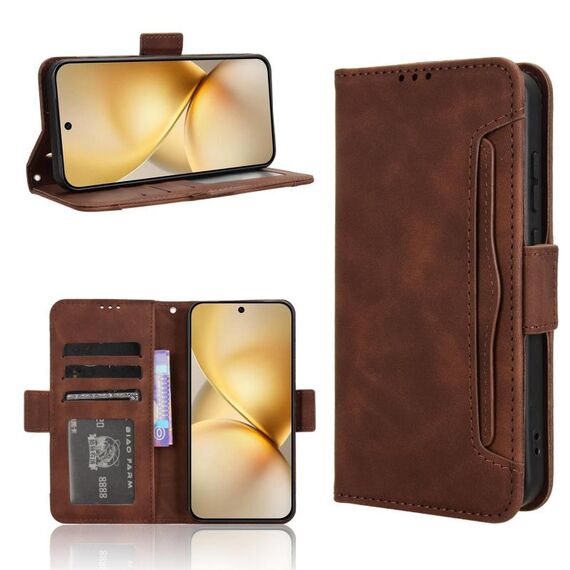 Per vivo X200 Pro mini 5G Custodia in pelle con texture in vitello e slot per schede (marrone)