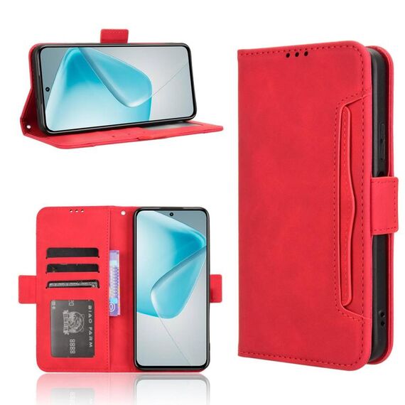 Per Infinix Hot 50 Pro 4G Custodia in pelle con texture in vitello e slot per schede (rosso)