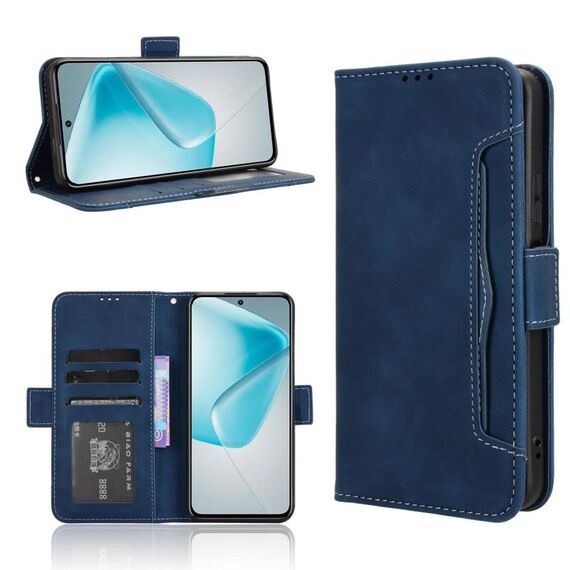 Per Infinix Hot 50 Pro+ 4G Custodia in pelle con texture in vitello e slot per schede (blu)