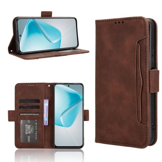 Per Infinix Hot 50 Pro+ 4G Custodia in pelle con texture in vitello e slot per schede (marrone)