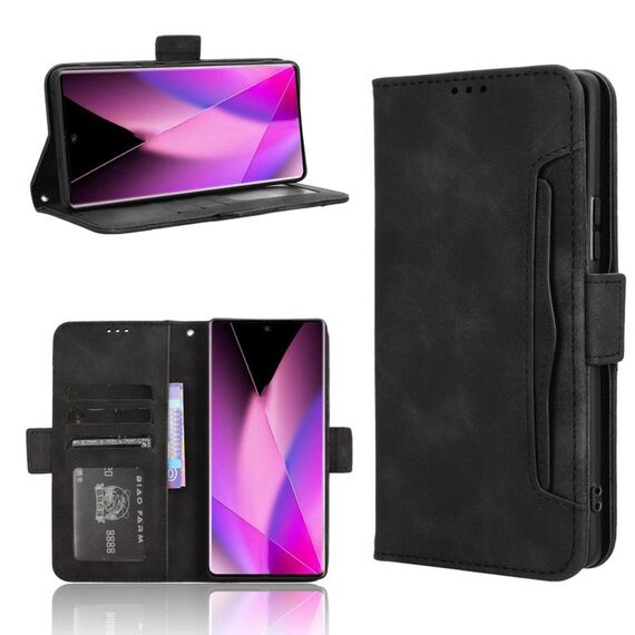 Per Infinix Zero 40 5G Custodia in pelle con texture in vitello e slot per schede (nero)