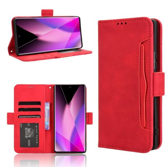 Per Infinix Zero 40 5G Custodia in pelle con slot per schede e texture in vitello (rosso)