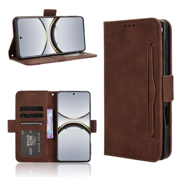 Per OPPO Find X8 Pro Custodia in pelle con slot per schede e texture in vitello (marrone)