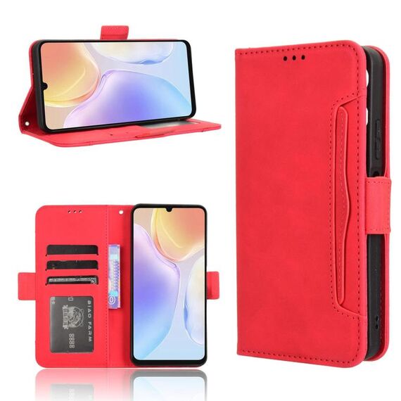 Per Ulefone Note 20 Pro Custodia in pelle con slot per schede e texture in vitello (rosso)