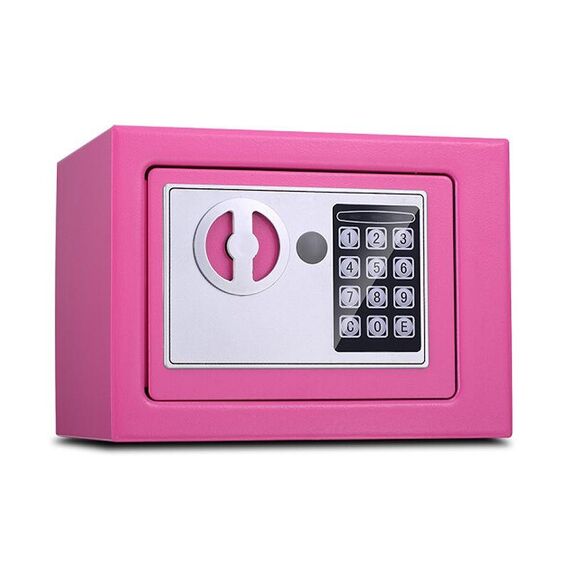 17E Home Mini cassetta di sicurezza elettronica per armadietto a muro con serratura di sicurezza senza funzione a gettoni (rosa)